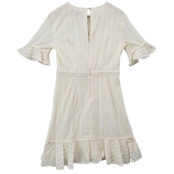 Banana Republic Womens 10 Eyelet Fit & Flare Cream Dress - Picture 7 of 16